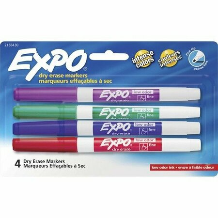 NEWELL BRANDS Dry-erase Markers, Fine Point, Nontoxic, Assorted, 4PK SAN2138430